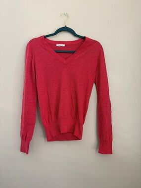 V-Neck Long Sleeve Sweater Pink